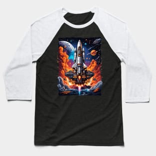 Launching Space battleship, space ship adventures retro vintage design Baseball T-Shirt